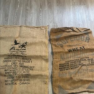 Coffee and Wheat Burlap Sacks